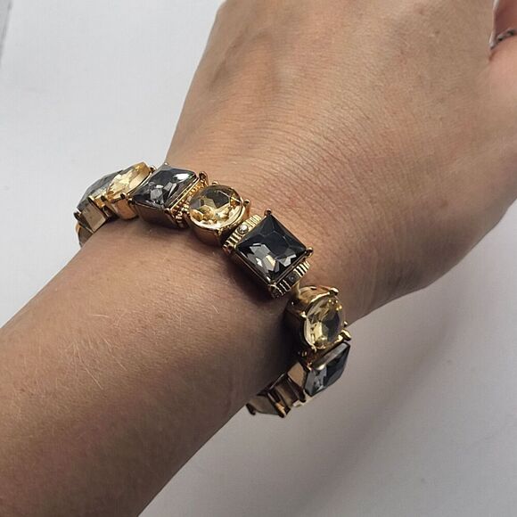 Chunky Bohemian Stretchy Rhinestone Bracelet 7.2in - Picture 6 of 7